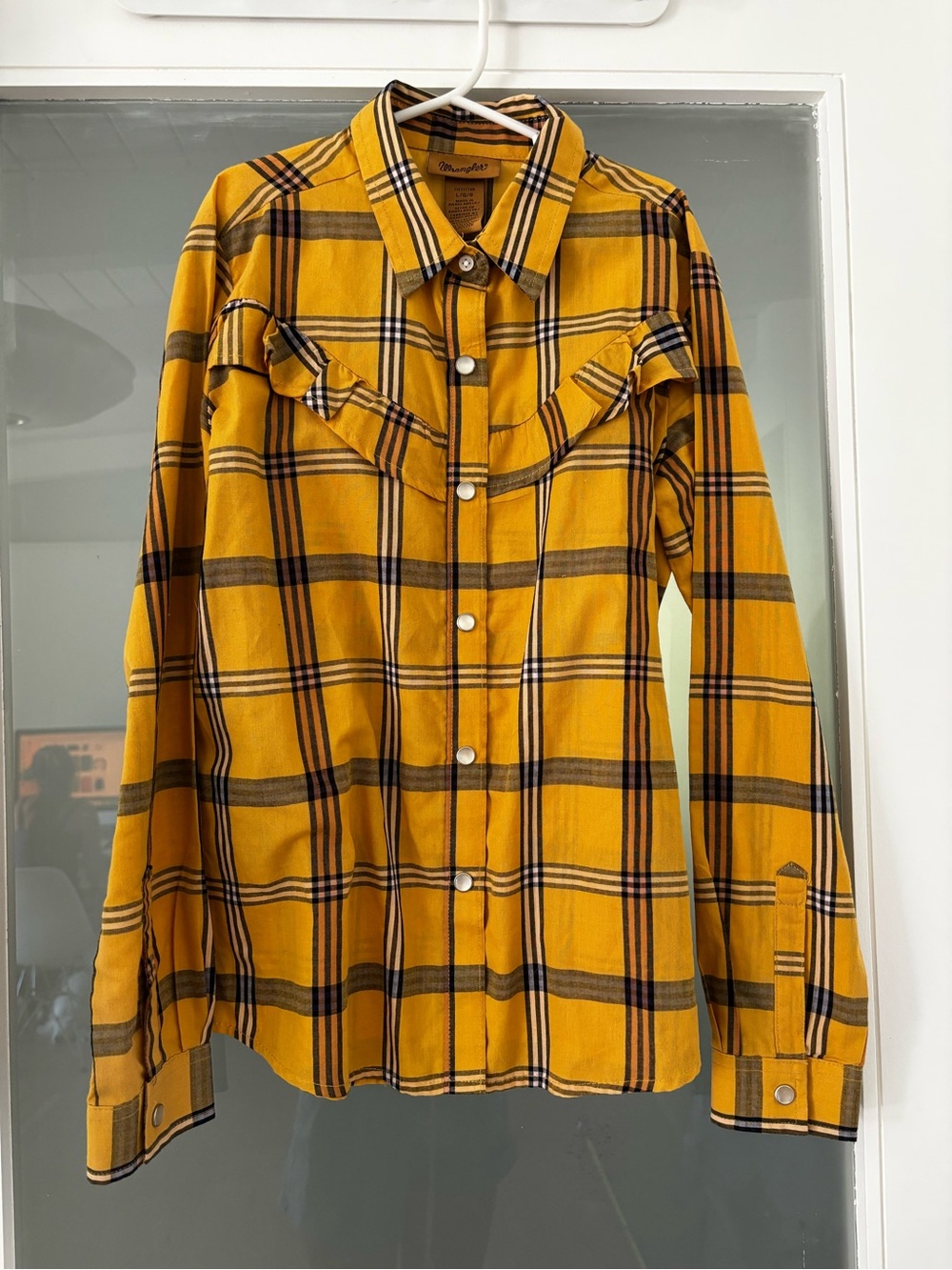 Wrangler Girls Yellow Plaid Button-Down Shirt
